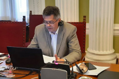 14 July 2020 MP Aleksandar Cotric at the video meeting of the International Secretariat, Committee Chairpersons and Rapporteurs of the Interparliamentary Assembly on Orthodoxy